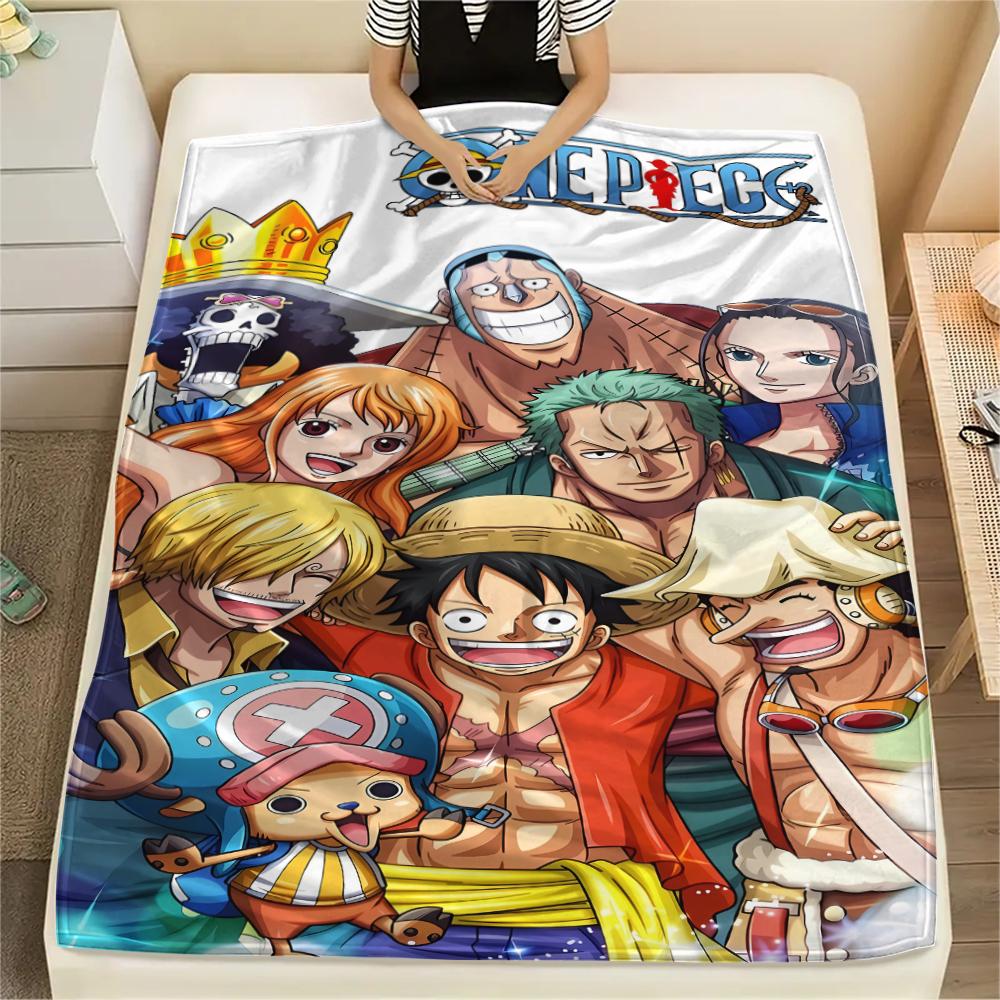 

Фланелева ковдра з принтом персонажів One Piece, Висока якість, Зручна для всіх сезонів, Декор для дому, Тепло та затишок, Ідеально для різдвяних подарунків 150cm x 200cm