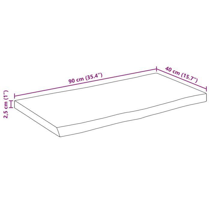 VidaXL Table Top 90x40x2.5 Cm Live Edge Solid Mango Wood, Wood Table Top, Side Table Top, 370707