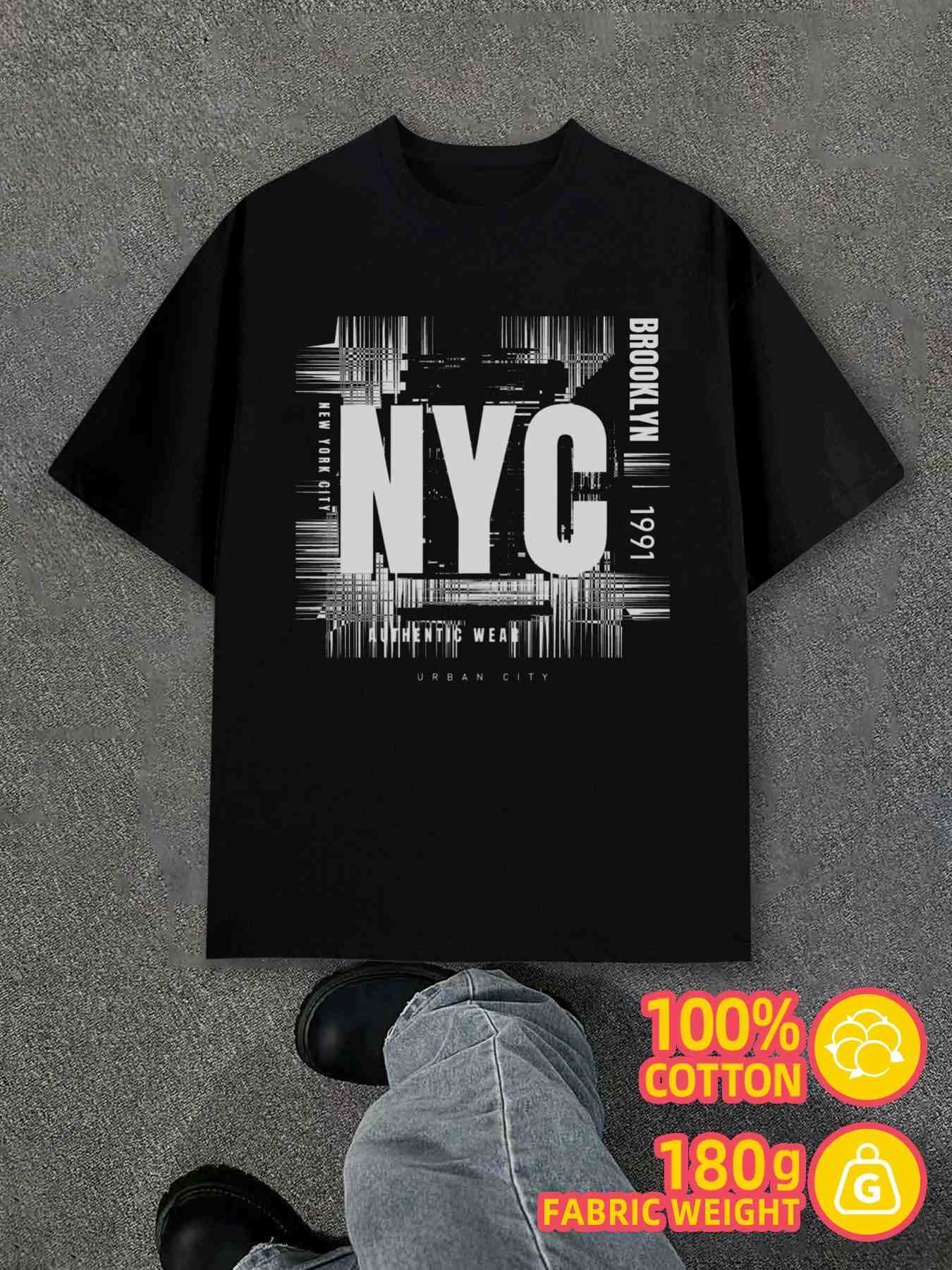 T-Shirt Y2K Nyc Brooklyn Black Regular Fit 3XL
