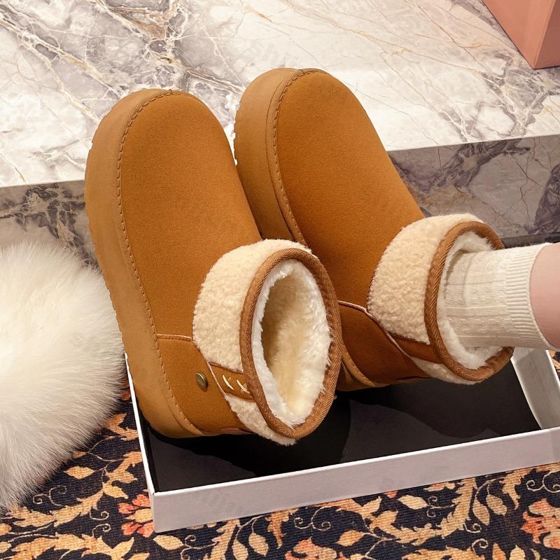 Winter Women Snow Boots 2026 Plush Warm Anti Slip Comfortable Ankle Boots Fluffy Round Toe Platform Cotton Boots Botas Mujer