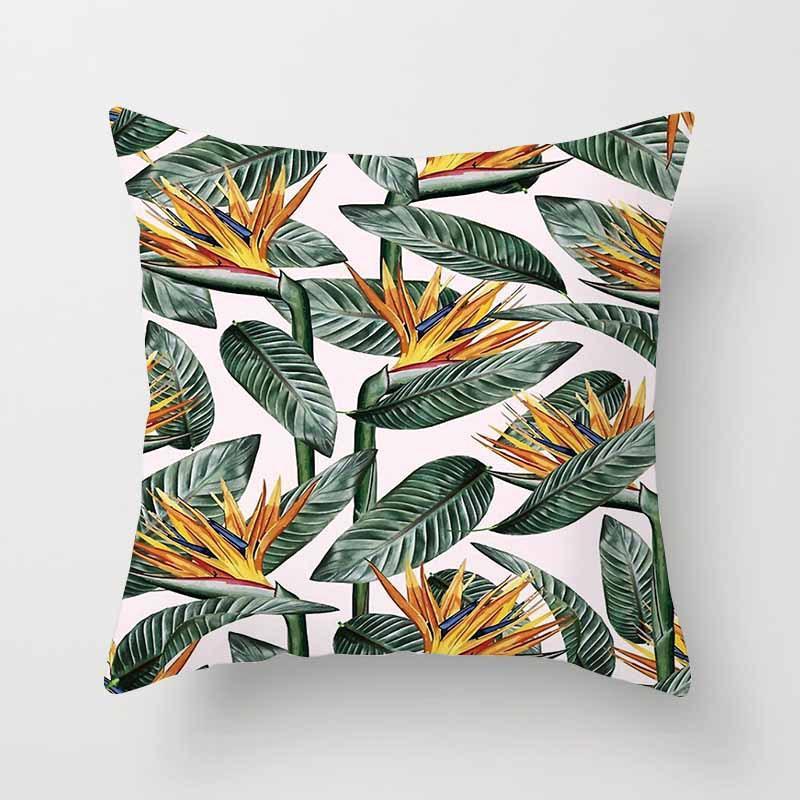Fashion Tropical Plant Polyester Pillow Case Office Fabric Sofa Cushion Cover Home Polyester Pillow Case