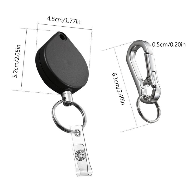 Retractable Keychain, IDs Badge Reel Retractable Badge Holder Steel Cord Keyring