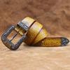 Men's Handmade Genuine Cowhide Leather Belt with Retro Pin Buckle - Trendy and Stylish