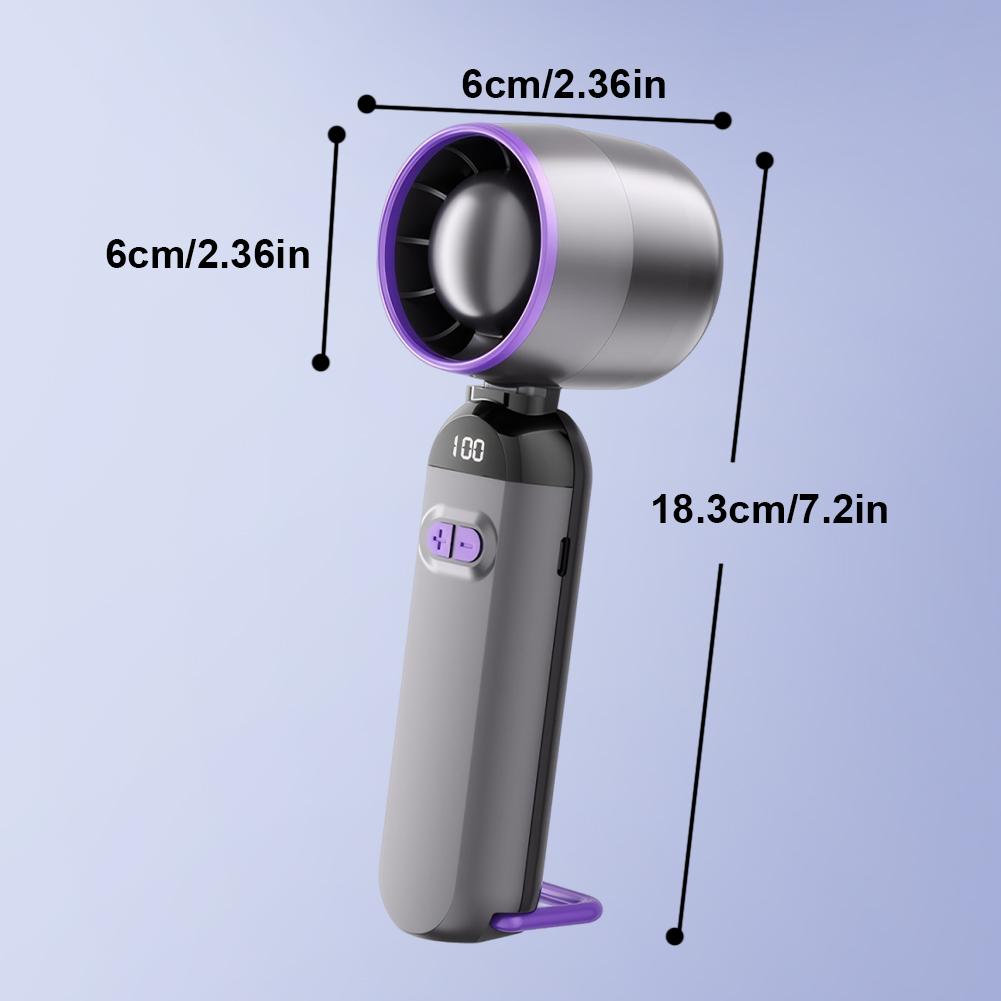 High-Speed Folding Fan LED Digital Display Adjustable Cooling Fan Mini Cold Fan for Camping Hiking Outdoor Activities