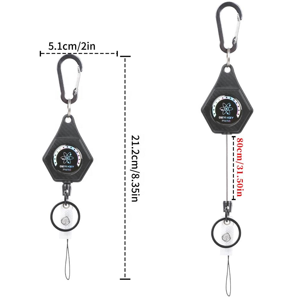 DEYI Retractable Keychain  Carabiner ID Badge Holder with Belt Clip 32/82cm Steel Retractable Cord