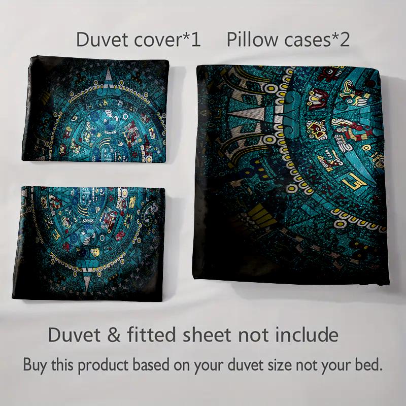 Aztec-inspired circular motif Bedding Duvet cover sets Duvet covers Pillowcases gifts (1 * Duvet Cover 2 * Pillowcases, without duvet insert)
