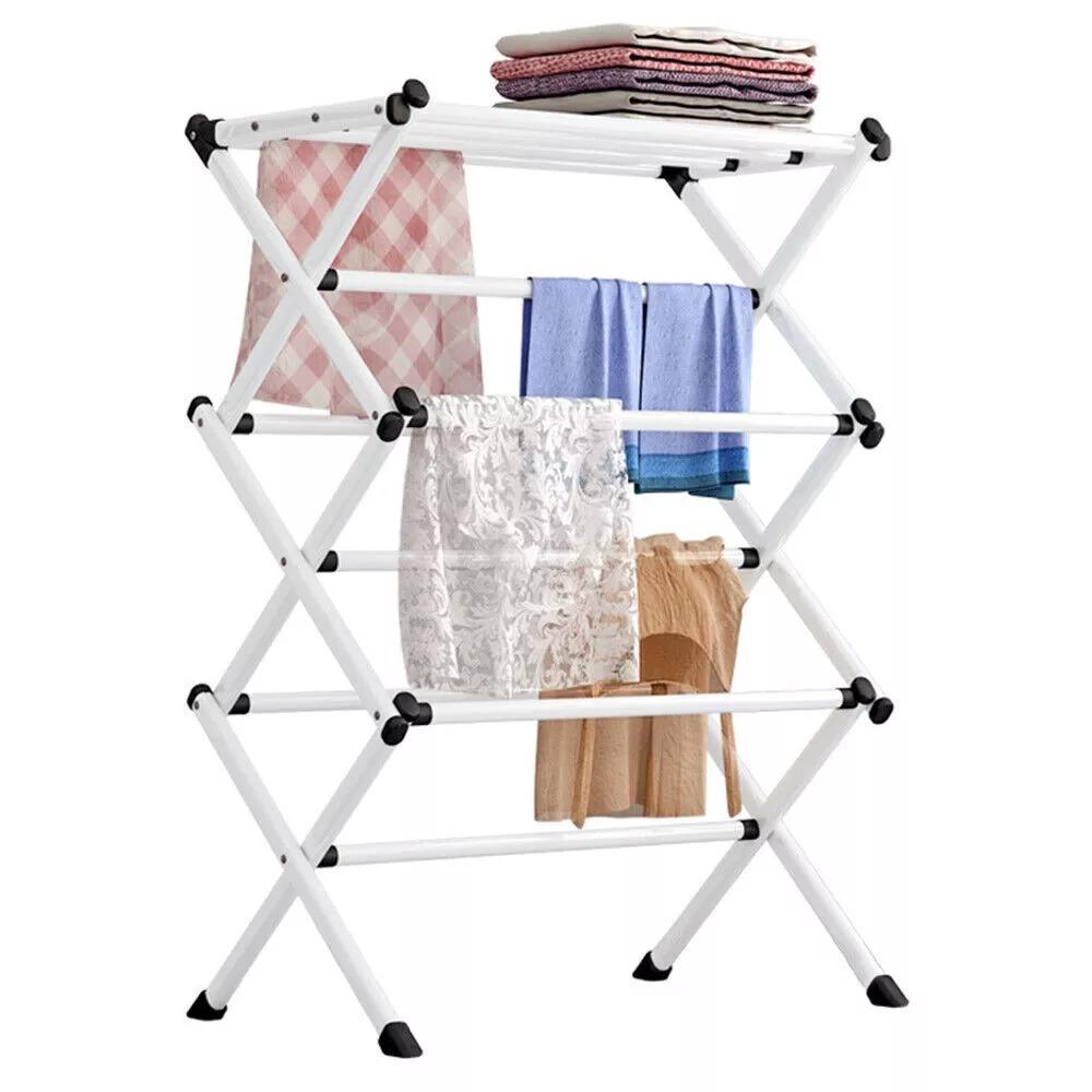 Retractable Floor Rack Hanger Coat Rack Multi-ayer Clothes Drying Rack Clothes Horse Home Drying Room Organizer Shelf