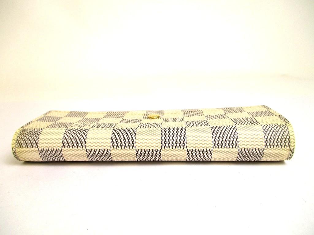 Authentic LOUIS VUITTON Damier Azur White Leather Flap Wallet Purse Sarah #a914  Refurbished