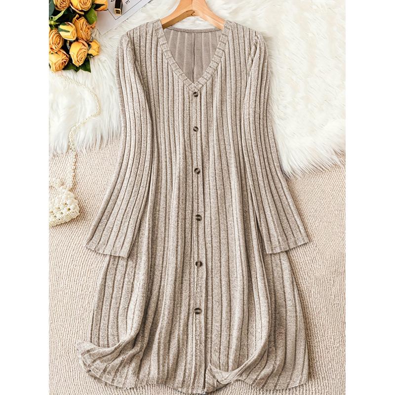 

P 78840 Solid Color V-Neck Long Sleeve Midi Dress UK 22
