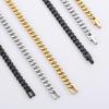 Shiny Stainless Steel Thick Necklace for Women Men Polished Cuban Link Chain Necklace Black Gold Color Trendy Jewelry Gift