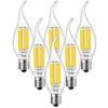 ZYYRSS Chandelier Bulbs, E17 LED Bulbs, 60W Equivalent, Daylight White, 6W, Filament Bulbs, 4000K, 720lm, Wide Beam, Candle Shape, Clear, PSE,