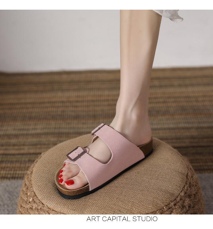 Women's Retro Genuine Leather Birkenstock Shoes, Inner Height-Increasing, Single Strap Beach Slippers, Sizes 35-46 Available