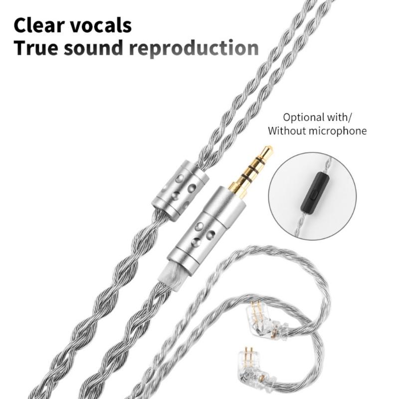 High Density 336Core Silver Plated 3.5mm 2Pin Earphone Cable Builts In Microphones For Enhances Audios Transmission