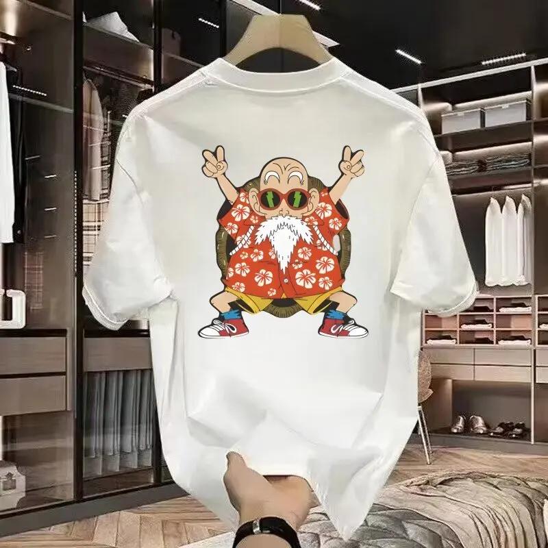Dragon Ball character Master Roshi Printed edge t-shirt pure cotton round neck short sleeve top for men and women Streetwear
