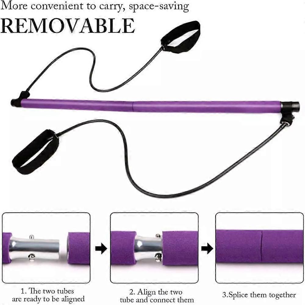 Portable Pilates Exercise Bar Stick,pilates Bar Kit With Resistance Band Exercise Stick
