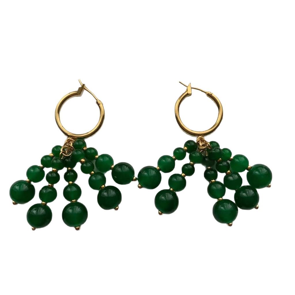 Classic Ring Handmade Bead String Earrings, Earrings, Retro Elegance And Nobility, Light Luxury, Exquisite Niche Design, Versatile