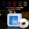 7 Color Mini Desk Cube Always Digital Alarm Clock Colorful Light Multiple Mode Luminous Desk Clock Bedroom Office Home Decor