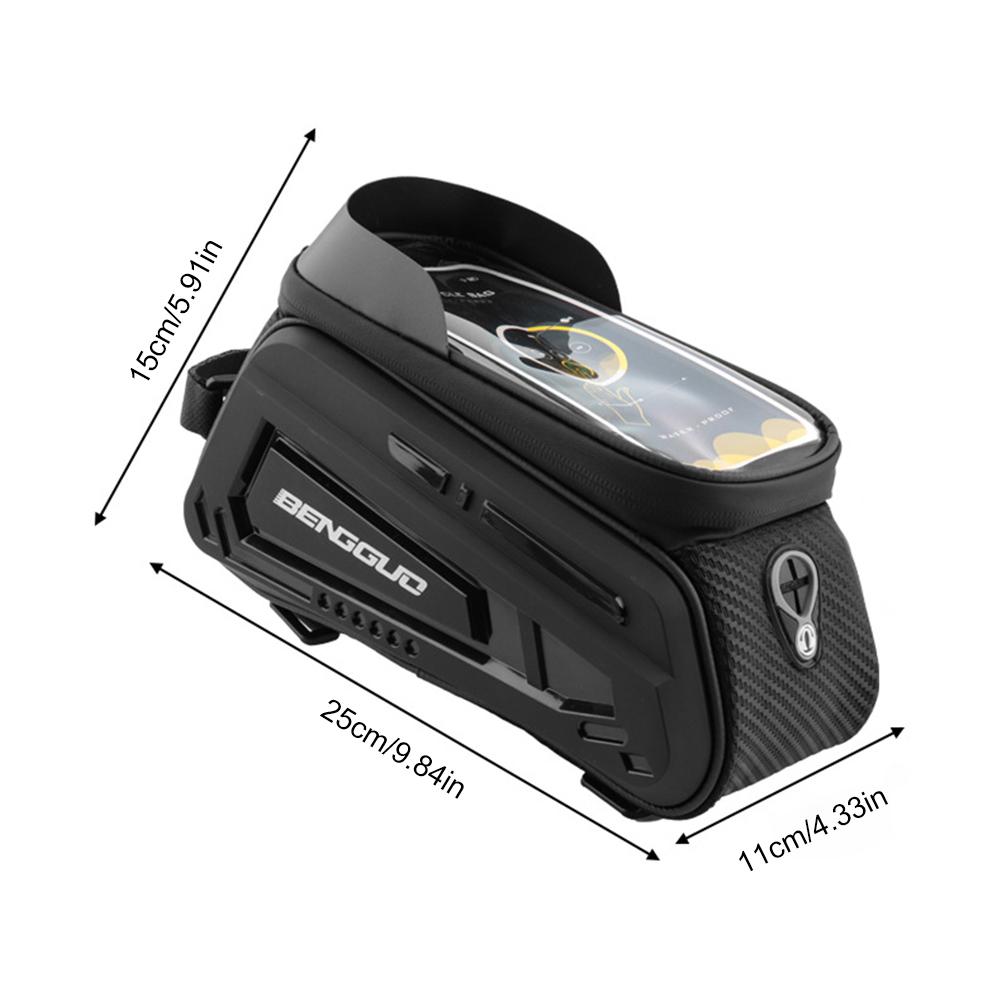 2L Bicycle Phone Front Frame Bag Waterproof Bike Frame Front Tube Bag Hard Casing Bike Bag for Phones Under 8 Inch