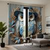 Set Of 2 Hd Garden Wind Straw Owl Decorative Curtain Blue Tie Digital Printed Home Decoration Style Living Curtains Made Polyester