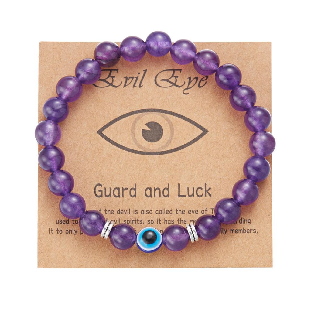 Fashion Frosted Bead Bracelet With Blue Eyed Design For Unisex Gift