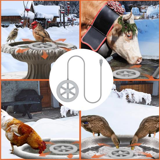 70W Pond De-Ice Heater Thermostatically Controlled Energy-efficient Bird Bath Ice Melter Anti-rust Bird Bath Heater