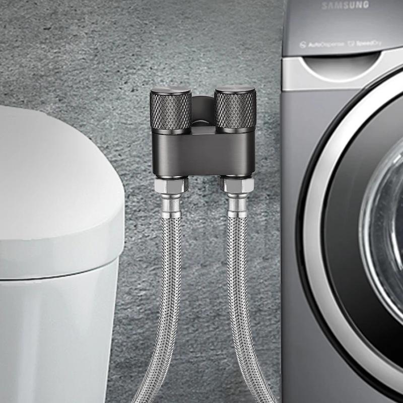 G1/2 1 In Two Out Double Control Washing Machine Faucet Toilet Triangle Valve Kitchen badSink Bathroom Basin Faucet Accessories