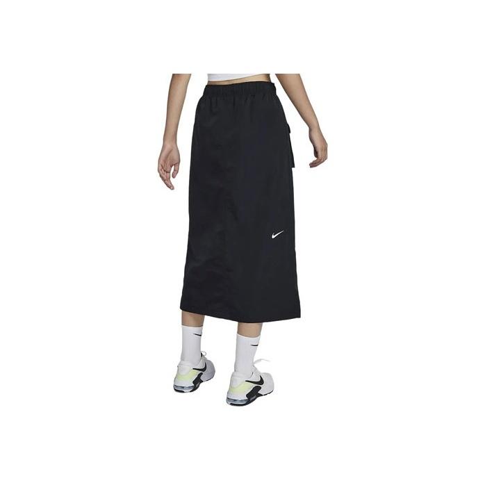 Nike Sportswear Solid Color Mid-Rise Comfortable Casual Long Skirt Women skirts Black HJ1513-010