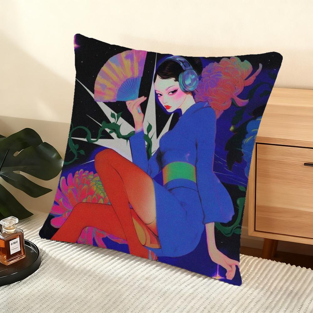 Cushion Cover Silky Short Plush Home Sofa Cushion Cover - Invisible Zipper Home Decoration Neon Dream