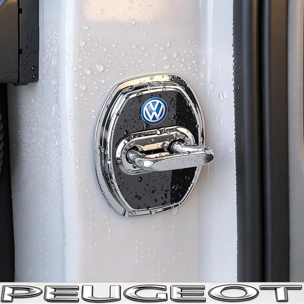 4Pcs Silicone Car Door Lock Buckle Protector Cover For VW Golf Tiguan T-Roc Polo Passat ID.4 T-Cross ID.3 Taigo ID.7 Atlas Beetl