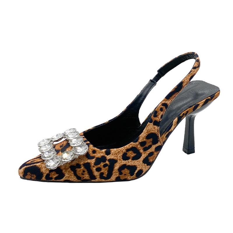 Temperament pointed rhinestones with skirts, high heels, new banquet flash diamonds, square buckle straps, high heels