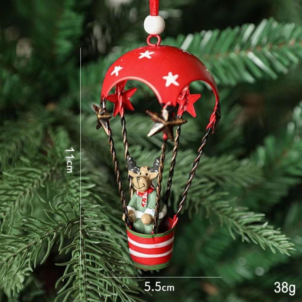 Hot Air Balloon Pilot Santa Ornaments Iron Christmas Tree Hangers  Holiday