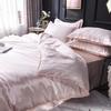 Solid Silk Bedding Set with Bed Sheet Duvet Cover Pillowcase Satin Single Couple Bedsheet King Queen Double Twin Size