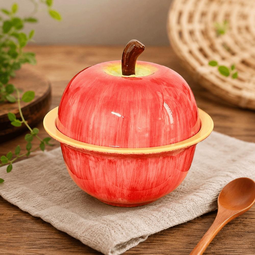 Creative Ceramic Saucepan with Lid Cute Food Fruit Bowl BPA Free Dessert Soup Bowl Tableware