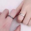 Sun Moon 925 Sterling Silver Couple Rings: Black & White Open Rings for Long-Distance Love