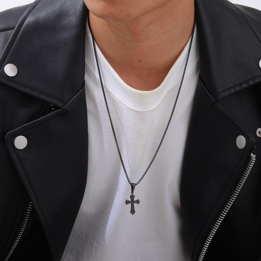 Personalized Men'S Simple Stainless Steel Cross Pendant Steel Necklace, Quanxi Water Pn-2012