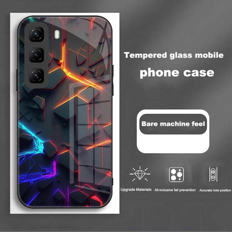 Handyhülle Für Infinix Hot 50 Pro Plus Hülle Harte PC Stoßfeste Abdeckung Gehärtetes Glas Hülle Hot 50 Pro+ Vollständige Schutzhülle Funda