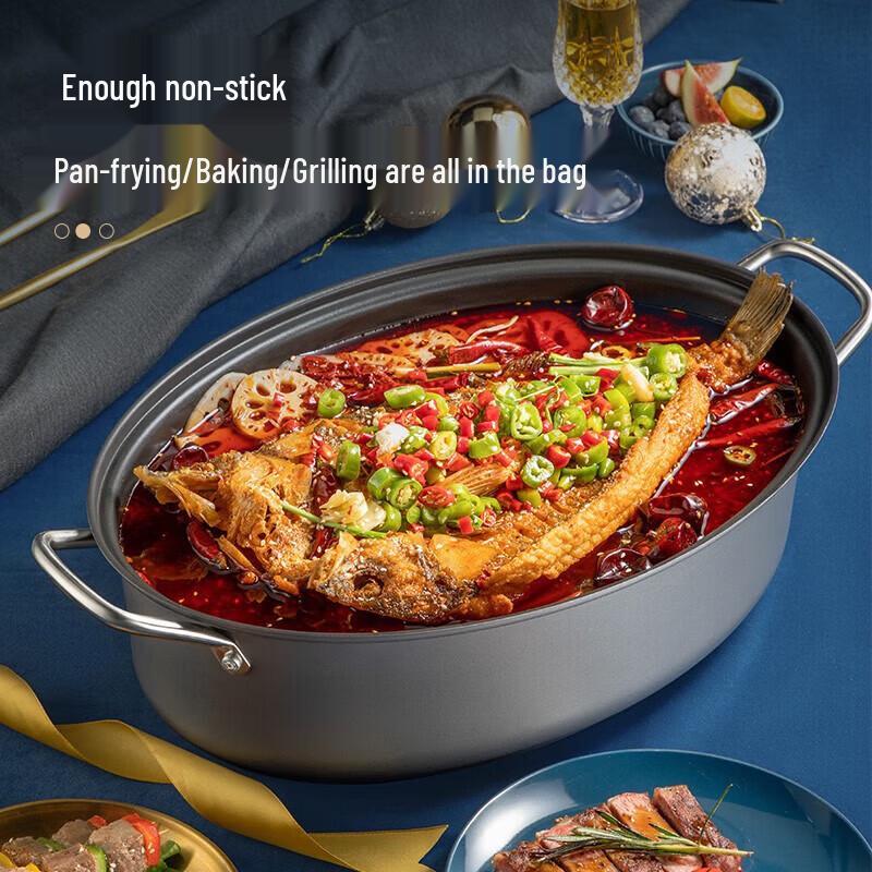 COOKER KING Non-stick Oval Steaming Fish Pot