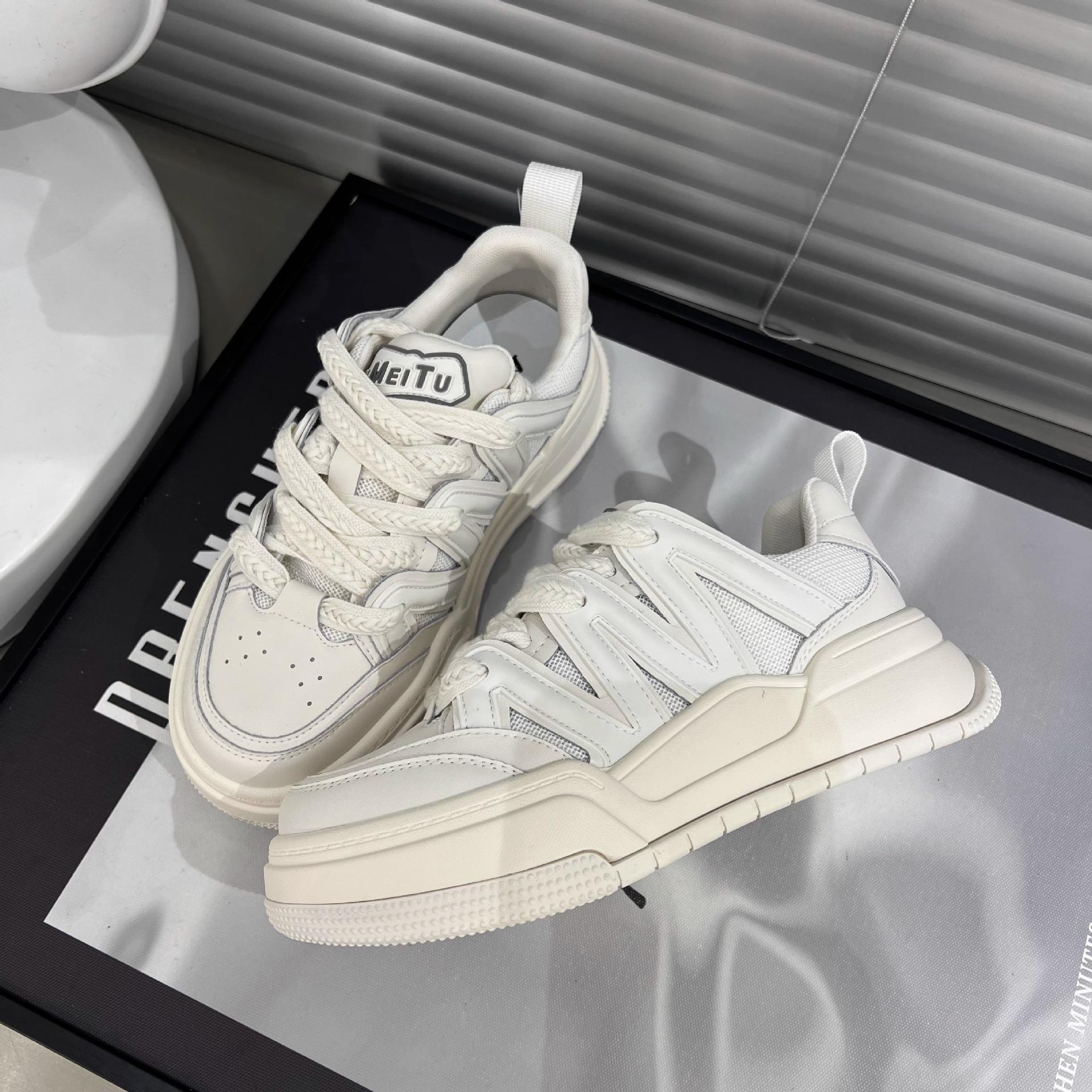 Кроссовки на платформе из натуральной кожи Белые туфли Женские туфли с круглым носком — фото 3