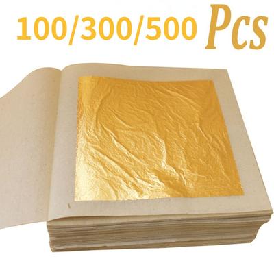 500/300/100 Blatt K echte Goldfolienblätter für Kunsthandwerk, Design, vergoldeter Rahmenabfall