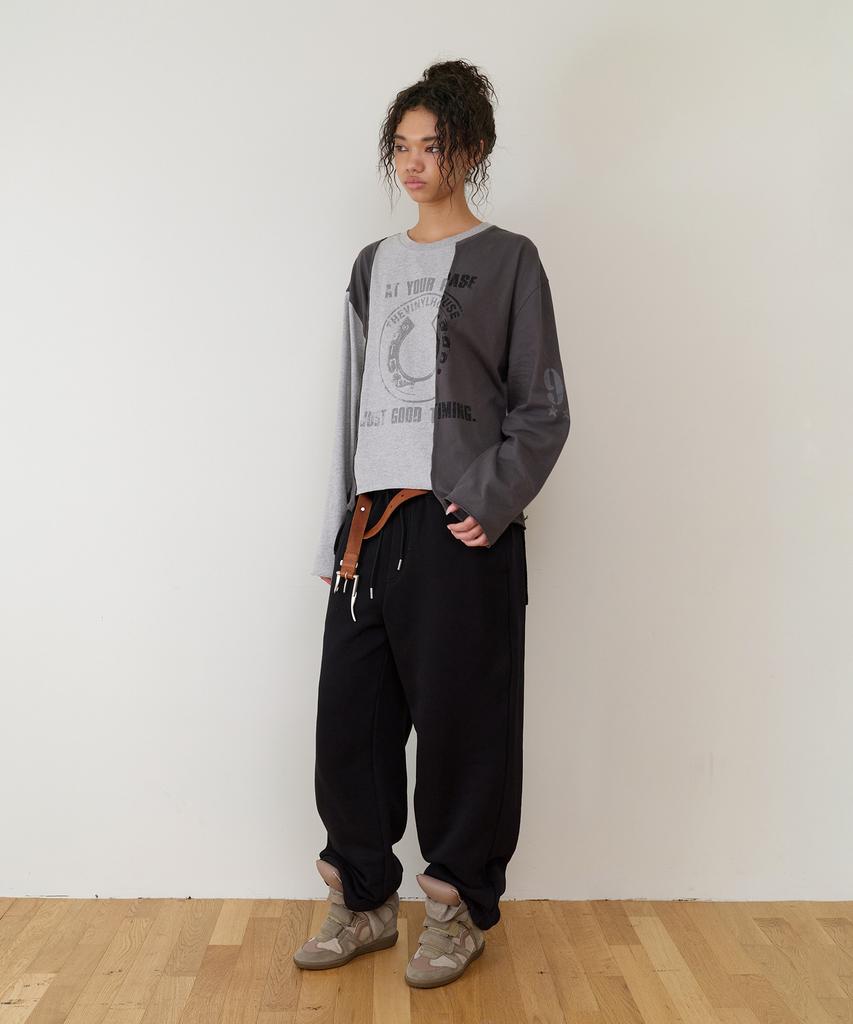 THEVINYLHOUSE Block Unbalance Ls Tee(W) Gray