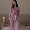 Spring and autumn new simulated silk pajamas women's thin high-end long-sleeved ice silk loungewear can be worn outside the suit