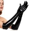 Skinny Patent Leather Gloves Solid Color Etiquette Mittens Fashion Long Gloves  Cosplay Accessory