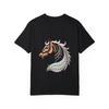 Unisex T-Shirt White Horse Head with Colorful Tribal Pattern Print Casual Wear for Men and Women