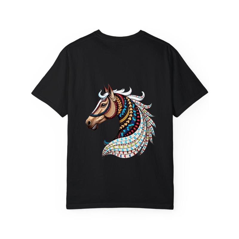 Unisex T-Shirt White Horse Head with Colorful Tribal Pattern Print Casual Wear for Men and Women