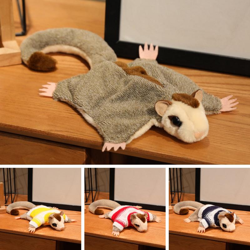 33Cm Simulation Sugar Glider Plush Toy Soft Flying Squirrel Stuffed Animals Doll Can Magnetically Home Halloween Decor Xmas Gift