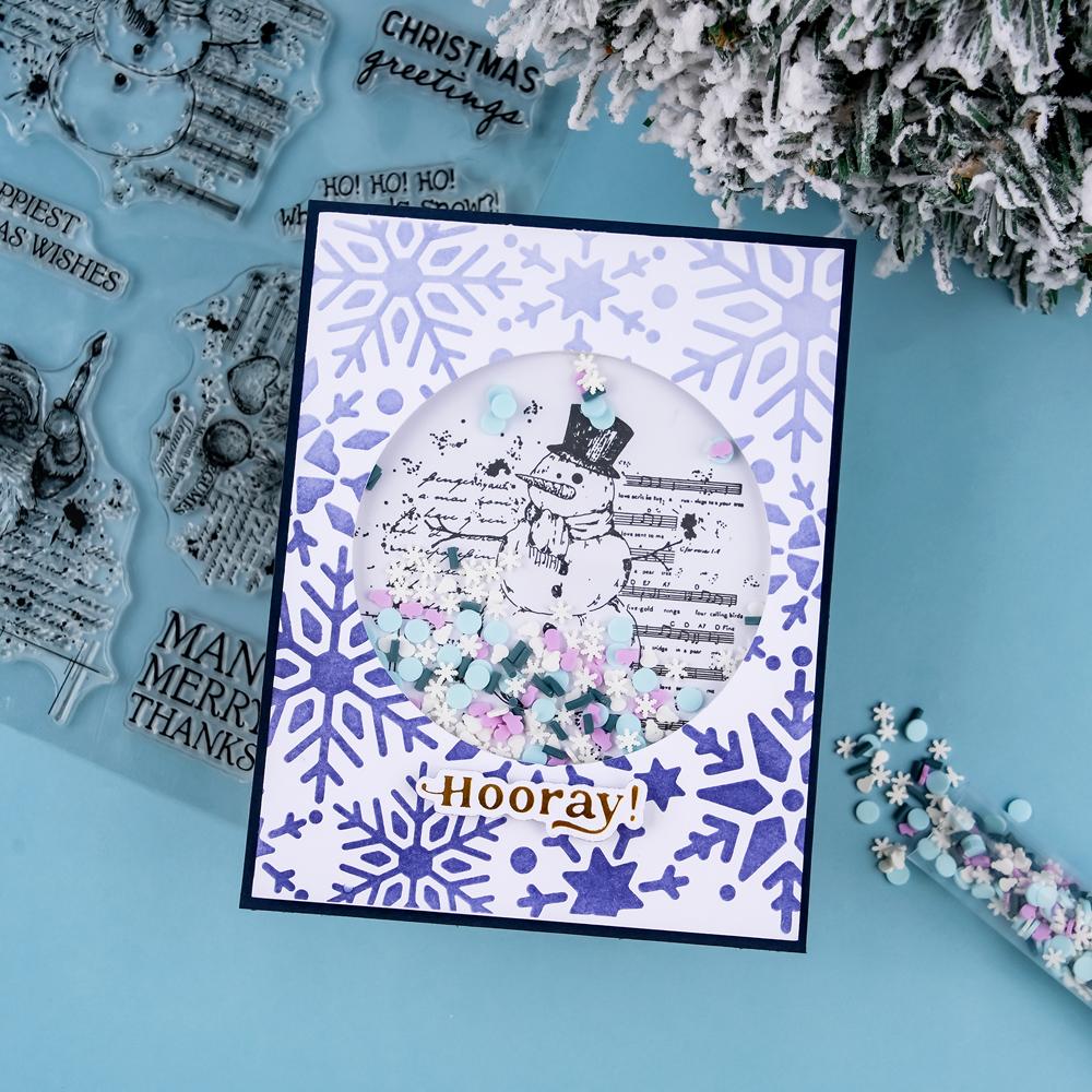 15*20cm Christmas Snowman Clear Rubber Stamps Santa Reusable Transparent Silicone Stamp Seals for Xmas Winter Journaling Card Ma