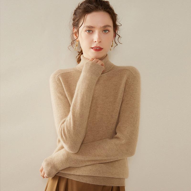 Women's Cashmere High Collar Saddle Shoulder Sweater – Slimming, Versatile, Simple, Loose Fit Base Layer for Autumn/Winter.