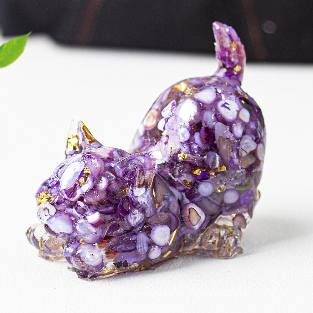 Crystal Resin Cat Figurine With Bright Colors For Home Office Decor And Gift Ideas