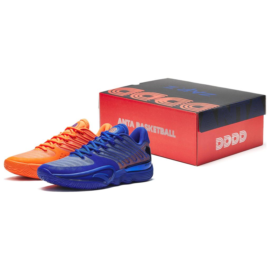 New Anta Instant 2 Cushioning Wear-Resistant Low-Top Basketball Shoes Men's Blue Orange 912511107Q-12