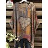 Damen Plus Size Plus T-Shirt, allover kurzärmelig mit Herzmuster-Nähten, vielseitiges und modisches Rundhals-Locker-T-Shirt